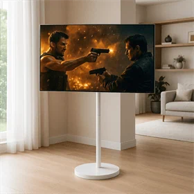 מעמד נייד לבן עד 55 אינץ' עם גלגלים נסתרים AL55W