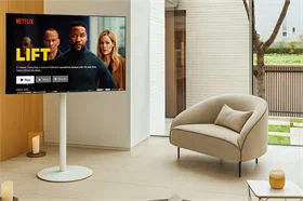 מעמד רצפתי מעוצב עם בסיס עגול למסכים עד 77״ לבן משי AL60W