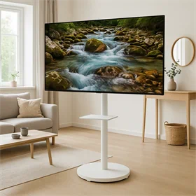 מעמד נייד עד 75″ גבוה בצבע לבן
