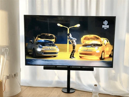 עמוד טלוויזיה למסכים עד 80 נירוסטה שחור מט